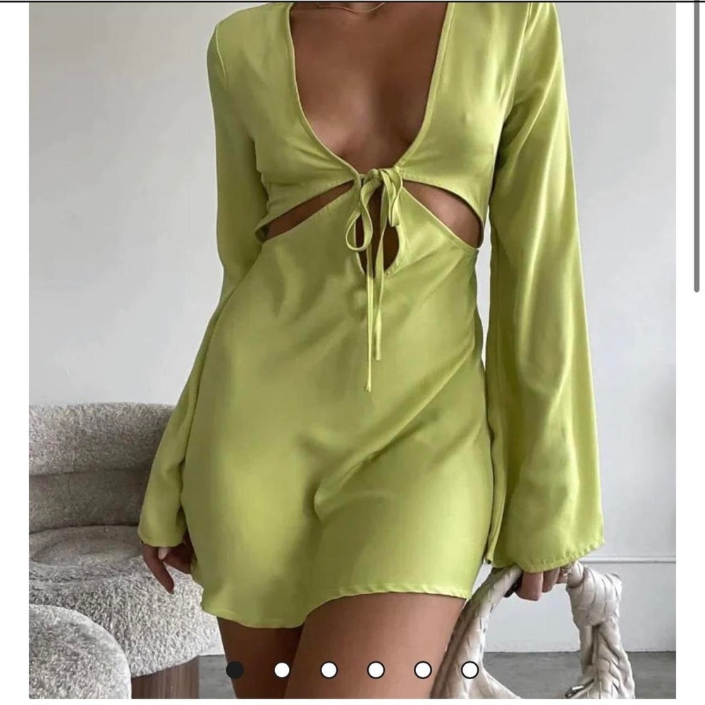Rumored Lime Green Cutout Mini Dress